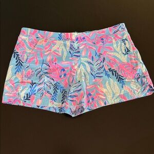 Lilly Pulitzer Pink and Blue Leaf Print Shorts